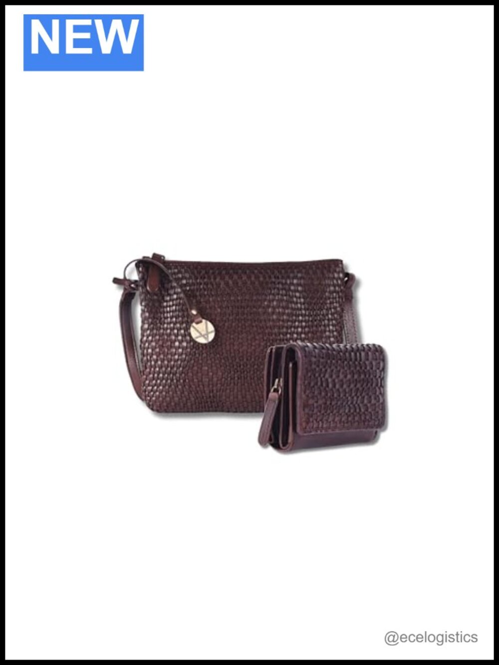 Genuine Leather Crossbody Bag & Wallet Set for Women, 5-Section Zipper Coin
